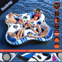 Bestway 4 Person Inflatable Floating Island 2.57m x 2.57m River Tubes Lounges Coolers Watersport Floats