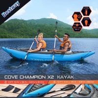 Bestway Inflatable Kayak 3.31 m x 88cm Blow up Canoe Watercraft Boat Cove Champion 2 Paddles Blue