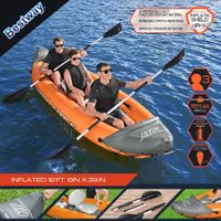 Bestway 3 Man Inflatable Kayak Blow Up Boat Kayaking Water Sport Paddling Raft Canoe Fishing Three Person Seater with Paddles Hand Pump Carry Bag