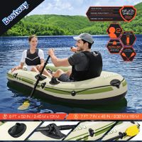 Bestway 2 Man Inflatable Boat Blow Up Fishing Rowing Rafting Water Sport Paddling Floating Air Canoe Diving River Raft with Oars Hand Pump Carry Bag