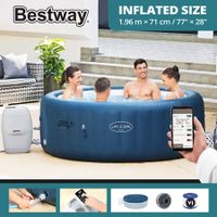 Bestway Lay Z Spa Hot Tub 4 Person Inflatable Massage Bathtub Pool Outdoor Portable Heated Water Station Round Top Cover 1.96mx71cm