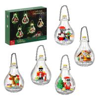 Christmas Building Block Set,Christmas Tree Ornament Decoration with Light,Compatible with Lego,Santa Claus Gingerbread House Nutcracker Elk Polar Bear Toy,Suitable Gift for Kids 6+(404 Pcs)