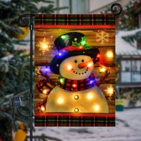 Lighted Christmas Garden Flag, LED Merry Christmas Snowman Flag, Vertical Double Sided Christmas Flag for Outdoor Yard Garden Lawn Holiday Decoration(12x18 Inch)