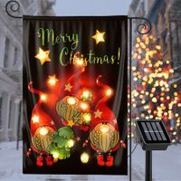 Merry Christmas Lighted Garden Flag 12x18 Inch Double Sided  LED Solar Flag, Christmas Outdoor Decorations Christmas Holiday Flag Welcome Christmas Garden Flag