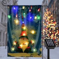 Solar Lighted Christmas Garden Flag 12x18 Inch Double Sided,  Christmas Gnome Flag, Christmas Outdoor Decorations Yard Christmas Flag