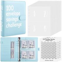 100 Envelopes Challenge Binder,A5 Money Saving Budget Binder with Cash Envelopes - Savings Challenges Book to Save 5,050 Dollars (Blue)