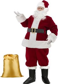 XL-Men's Santa Clause Costume 9 Pcs Christmas Santa Suit Santa Costume for Men
