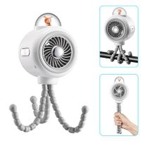 Portable Stroller Fan with 3 Speeds and Rotatable Handheld Personal Desk Cooling Fan for Car Seat Crib Treadmill Camping Travel (White)