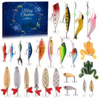 Advent Calendar Fishing Christmas Countdown - 24 Days Fishing Lures Set for Fisher Adult Men Teen Boys - 2023 Christmas Surprise Gift