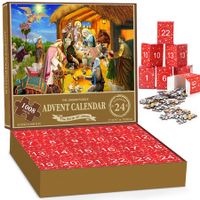 Jigsaw Puzzle Advent Calendar 2023 Nativity - 1008 Pieces Jigsaw Puzzle for Adult Kids,24 Days Countdown Calendar,The Birth of Jesus,Family Game Puzzle,Christmas Gift Idea for Teens