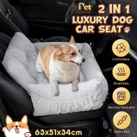 Dog Cat Pet Bed Sofa Car Seat Calming Doggy Canine Carrier Booster Chair Mattress Protector Puppy Couch Bedding Warming Lounge Travel Cushion Portable with Safety Straps