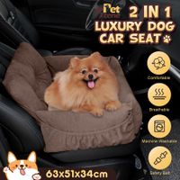 Dog Pet Cat Bed Sofa Calming Car Seat Doggy Canine Booster Carrier Chair Mattress Protector Couch Puppy Bedding Warming Lounge Portable Travel Cushion with Safety Straps