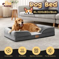 XL Dog Cat Pet Bed Sofa Calming Raised Waterproof Puppy Couch Warming Mattress Bedding Lounge Cushion Egg Foam with Bolsters Removable Washable Cover