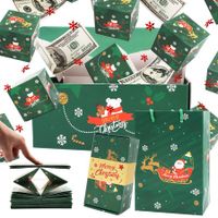 Surprise Gift Box Explosion for Money,Unique Folding Bouncing Red Envelope Gift Box with Confetti,Cash Explosion Luxury Gift Box for Birthday Anniversary Valentine Proposal (15 Bounces) (Green Christmas)