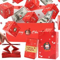 Surprise Gift Box Explosion for Money,Unique Folding Bouncing Red Envelope Gift Box with Confetti,Cash Explosion Luxury Gift Box for Birthday Anniversary Valentine Proposal (15 Bounces) (Red Christmas)