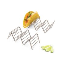 Set of 2 High Quality Stainless Steel Stackable Taco Holders, Each Rack Holds 2 or 3 Hard or Soft Tacos