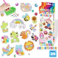 DIY Sparkle Gem  Children's Kids 6 Stickers Cartoon Diamond Painting,Fun Arts and Crafts Kits Magical  Art 19x19cm Garden