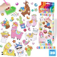 DIY Sparkle Gem  Children's Kids 6 Stickers Cartoon Diamond Painting,Fun Arts and Crafts Kits Magical Cute Art 19x19cm Alpaca