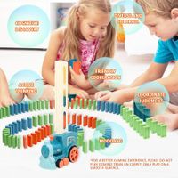 100PCS Blue Automatic Dominoes Stacking Creative Game，Domino Train Toys,Stem Building and Stacking Toys with Sound and Light，Xmax，Holiday gift