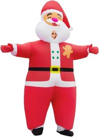 Inflatable Christmas Santa Claus Costume Xmas Plus Size Inflatable Festive Suit Blow Up for Adult Christmas Party Parade