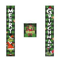 Grinch Christmas Decorations Grinch Porch Sign Door Banner Merry Grinchmas Theme Photography Yard Sign Banner