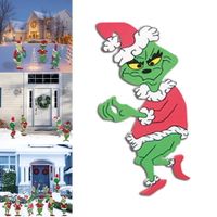 Grinch Christmas Yard Signs Decorations Outdoor Decoration Christmas Tree Corrugate Yard Stake Signs Christmas Decoration Lawn Yard Outdoor Decoration