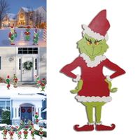 Grinch Christmas Yard Signs Decorations Outdoor Decoration Christmas Tree Corrugate Yard Stake Signs Christmas Decoration Lawn Yard Outdoor Decoration