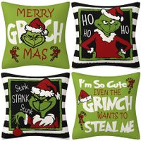 Christmas Pillow Covers Set of 4 18x18 Inch, Farmhouse Christmas Decorations, Set of 4 Christmas Decorations for Home