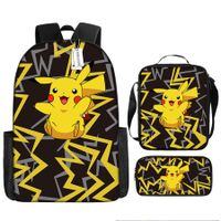 3PCS Pokemon Pikachu Backpack Kids Shoulder Bag ShowBag Pencil Case for Teenager Kid Student