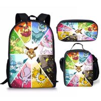 3PCS Pokemon Pikachu Backpack Kids Shoulder Bag ShowBag Pencil Case for Teenager Kid Student