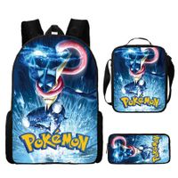 3PCS Pokemon Pikachu Backpack Kids Shoulder Bag ShowBag Pencil Case for Teenager Kid Student