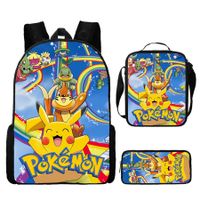 3PCS Pokemon Pikachu Backpack Kids Shoulder Bag ShowBag Pencil Case for Teenager Kid Student