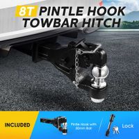 8 Ton Ball Combo Pintle Tow Hook Receiver Arm Hitch Vehicle Towing Caravan Truck Car Accessory Heavy Duty