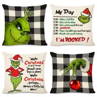 Christmas Pillow Covers 18x18 Set of 4 for Grinchmas Christmas Pillows Decorations Xmas Farmhouse Decor for Porch Decor,Couch,Bed