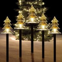 Christmas Solar Stake Lights, Set of 5 Waterproof Landscape Christmas Lights, Pathway Christmas Decorations, LED Lights (Tree)