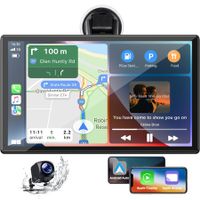 9 Inch Wireless Apple Carplay with 1080P Reverse Camera,Portable Touch Screen Car Play Radio Audio Receiver,Car Stereo with Mirror Link,GPS Navigation,Android Auto,Bluetooth,FM,Siri