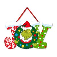 Christmas Joy Grinch Wooden Door Sign Decorations Wood Joy Xmas Wreath Hanging Signs