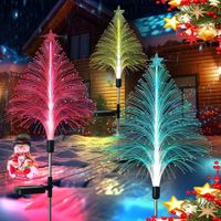 Solar Christmas Trees Lights Outdoor Decorations,Solar Tree Garden Lights Waterproof,Color Changing Solar Flower Lights Yard Stake Decor For Outside Decorative,2Pcs