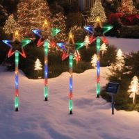 Solar Christmas Pathway Lights, Solar Powered Star Lights Christmas Decorations Outdoor