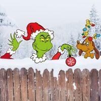 Grinch Fence Peeker Outdoor, Grinch Christmas Decorations for Garden Wall