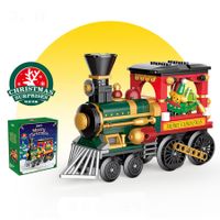 Christmas Train Building Block Set Creative Ornament Toys Kits Bricks for Adults Kids Age6+