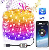 5 Meters 50 LEDS String Lights with Mobile Phone App, USB Copper Wire, Bluetooth Remote Control, Colorful LED Lights, for Christmas, Halloween
