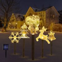 5 in 1 Christmas Solar Garden Lawn Lamp, Christmas Tree Santa Claus Snowflakes Bells Elk Solar Christmas Lights (1Pack)