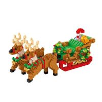 Christmas Building Block Kit Toys ,Santa Claus Reindeer Sleigh Car Building Bricks Playset, Birthday & Xmas Gift, Ornament, Hands-on Holiday Construction Games for Kids & Adults