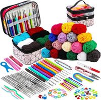 105Pcs Crochet Kit 18Yarn Ball Knitting Tool Accessories Craft Suitable for Adults Children Beginners DIY Knitting Starter Set