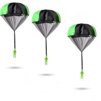 3 Pcs Parachute Toys for Kids, Tangle Free Outdoor Flying Parachute Men Toys for 3 4 5 6 7 8 9 10 Year Old kids Green