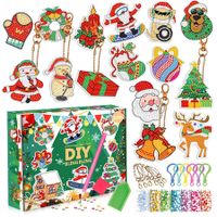 Christmas Diamond Painting Keychain DIY Hanging Diamond Art Kits Diamond Ornaments for Kids Christmas Crafts Family Decor