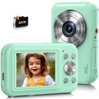 Digital Camera,FHD 1080P Kids Camera with 32GB Card Battery,Anti-Shake 16X Digital Zoom,44MP Point Shoot Camera,Compact Portable Small Gift Camera for Kid Teen Student Girl Boy (Green)
