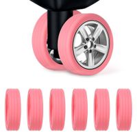 Luggage Wheels Covers,8Pcs Colorful Silicone Suitcase Wheels Covers,Anti-Noise Shock-Proof Luggage Wheel Protector,Carry on Luggage Compartment Wheel Protection Cover (Pink)