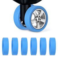 Luggage Wheels Covers,8Pcs Colorful Silicone Suitcase Wheels Covers,Anti-Noise Shock-Proof Luggage Wheel Protector,Carry on Luggage Compartment Wheel Protection Cover (Blue)